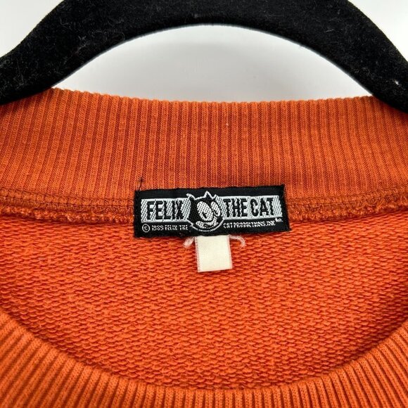 FELIX THE CAT Vintage 1990 Stitched Orange Black Crewneck Sweatshirt Size Large - Picture 5 of 6